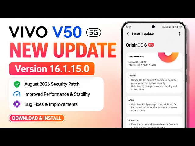 VIVO V50 5G NEW UPDATE VERSION 16.1.15.0 RELEASED WITH NEW CHANGES |