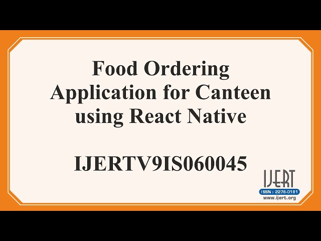 Food Ordering Application for Canteen using React Native