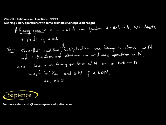 Binary operation class 12 | cbse class 12 maths relation and function | ncert class 12 maths