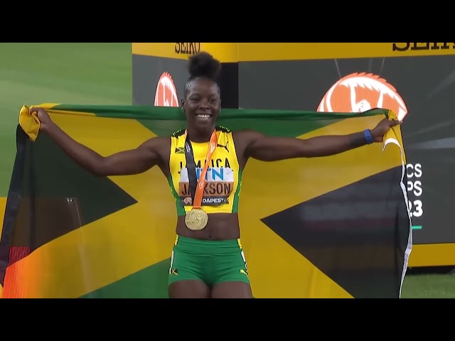 Shericka Jacksons HISTORIC 21.41 clinches 200m ahead of Gabby Thomas and Shacarri