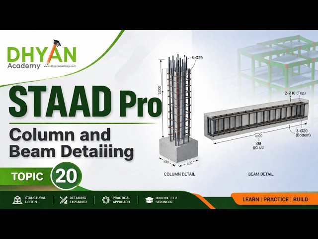 STAAD Pro Tutorial | Column and Beam Detailing Explained | Topic 20 | Civil Engineering