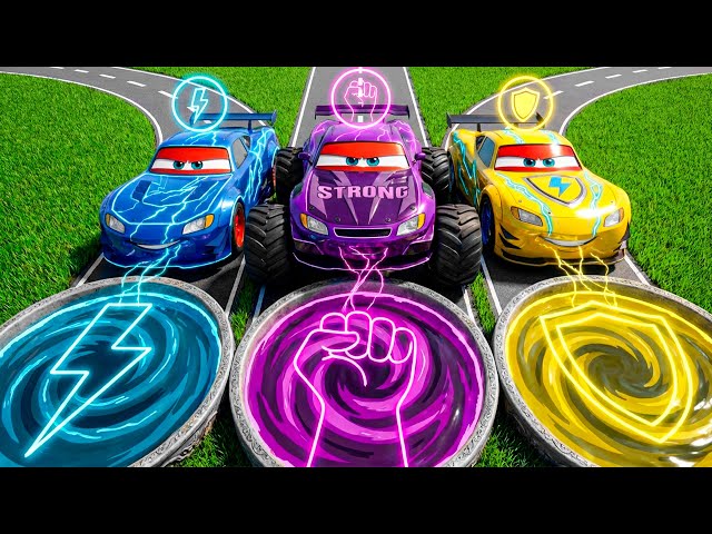 Can Lightning McQueen Recover the Secret Magic Box? Massive Pit Traps BeamNG Challenge | Pixar Cars