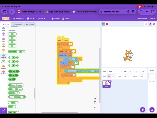 How to make gravity in scratch (4 minutes)