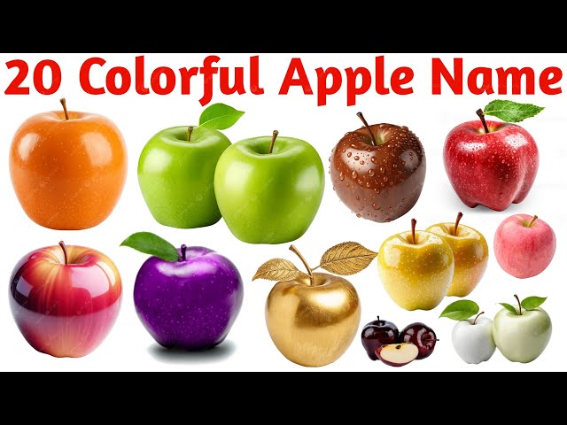 20 names of colorful apples in Hindi and English. Learn 20 Color Apple Names for Kids