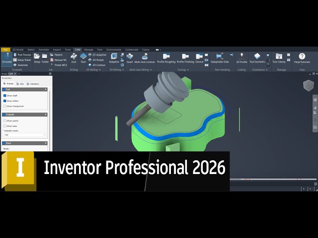 Autodesk Inventor Professional CAM 2026: 5-Axis Continuous (Swarf - Flow)