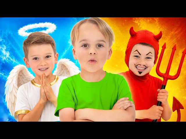 Kids show good and bad behavior for children | Angel vs Devil story