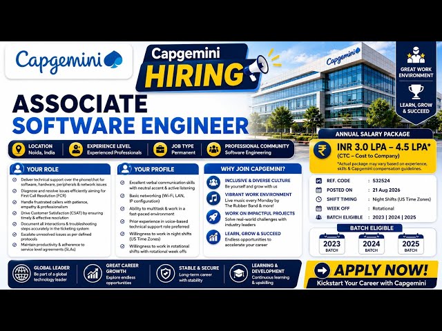 Capgemini Recruitment 2026 | Associate Software Engineer | today hiring| campus hiring