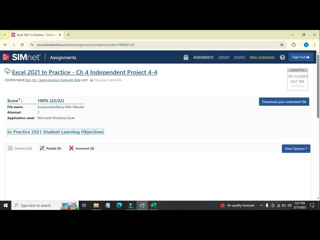 Excel 2021 In Practice - Ch 4 Independent Project 4-4 | Step-by-Step SIMnet Solution |Excel Part 1