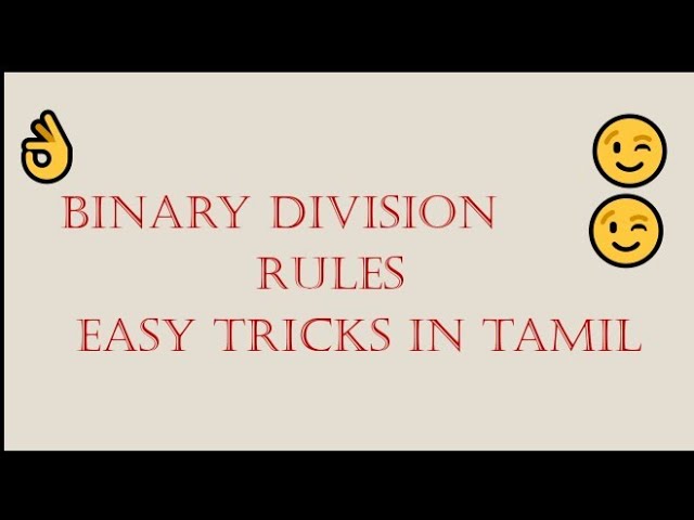 Easy tricks|Binary Division Rules| in tamil| physics|