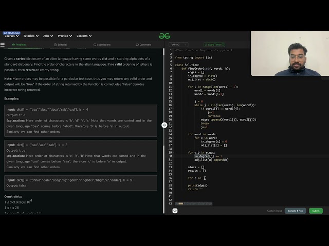 Alien Dictionary | Graph | GeeksForGeeks | LeetCode Hard