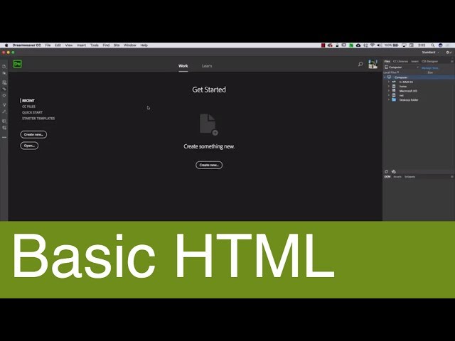 Basic HTML tutorial with Dreamweaver CC 2018