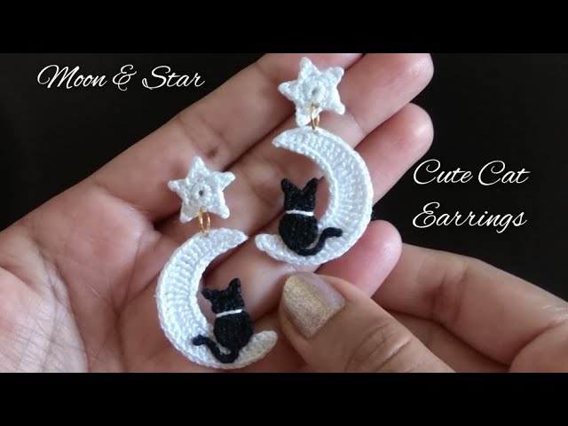MOON, STAR AND CAT EARRINGS | CUTE EARRINGS | EASY TUTORIAL