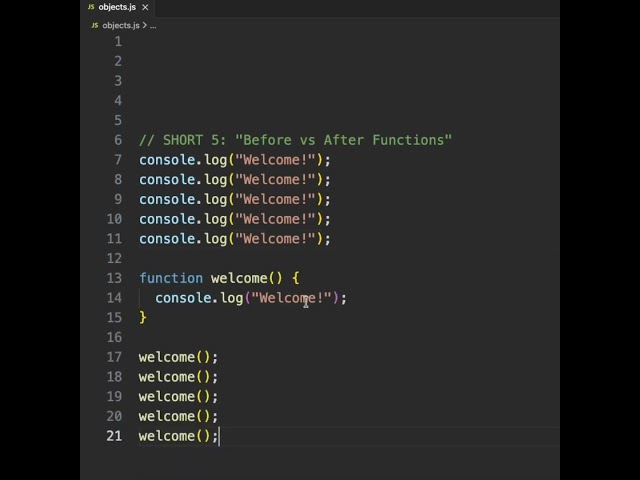 Before vs After Using Functions 😱 #javascript #learntocode