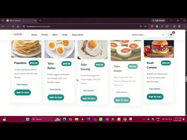 Munch Food Ordering & Restaurant Management System | Internship Application Demo