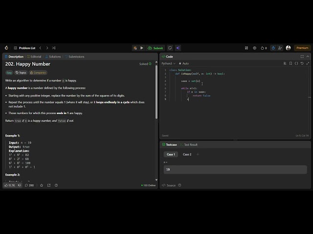 LeetCode 202 Happy Number Explained Simply | Why Set Is Used | Day 8 | 41/1000 🚀