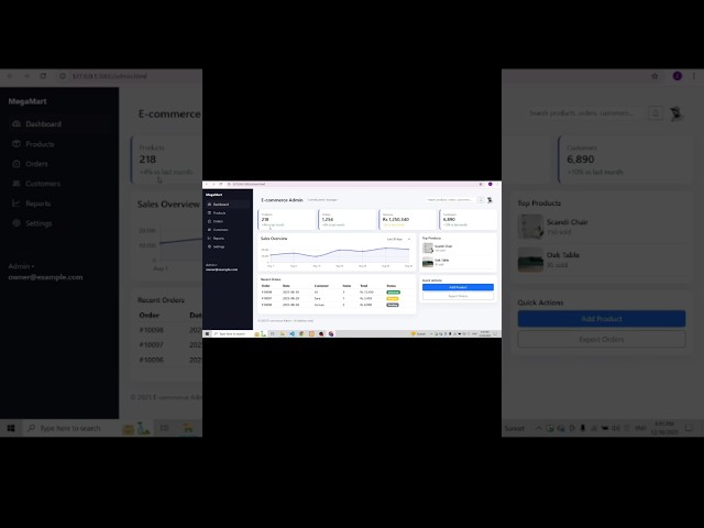 simple Admin panel using html css and js 😃 #coding #python #webdevelopment #windows