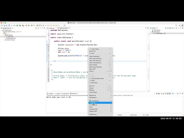 Tutoring Session - Java from Scratch