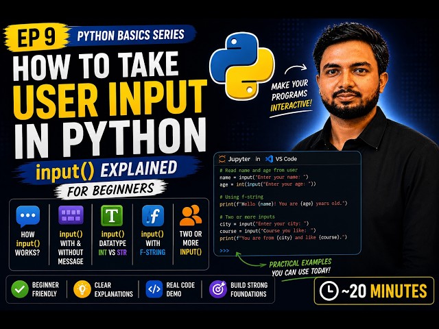 How to Take User Input in Python | Ep 9 — input() Explained for Beginners