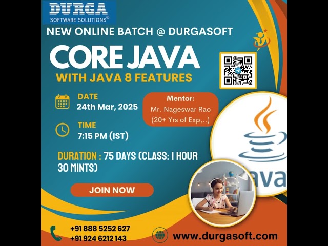 🔥 Core Java with Java 8 Features | Online Training @ DurgaSoft | Starts 24th March 2025