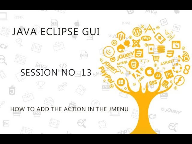 JAVA ECLIPSE GUI TUTORIAL   13   HOW TO ADD THE ACTION LISTENER BEHIND THE JMENU