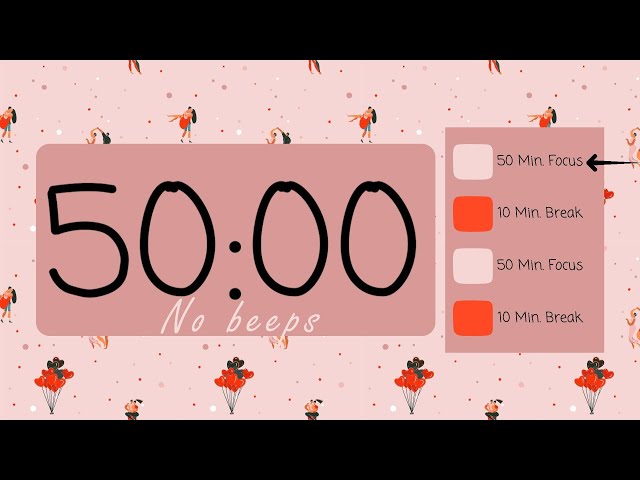 ⏳ 2-hour 50/10 Pomodoro Timer – Silent & Distraction-Free 🕒 | No Beeps, Just Focus