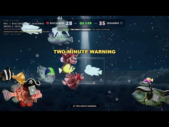 🏈 Buccaneers at Seahawks · Week 5, Oct 5 2025 | Real Events Drive the Tank + Chat Interaction
