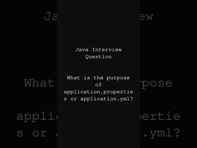 What is application.properties or application.yml | Springboot Interview Questions | Java Interview