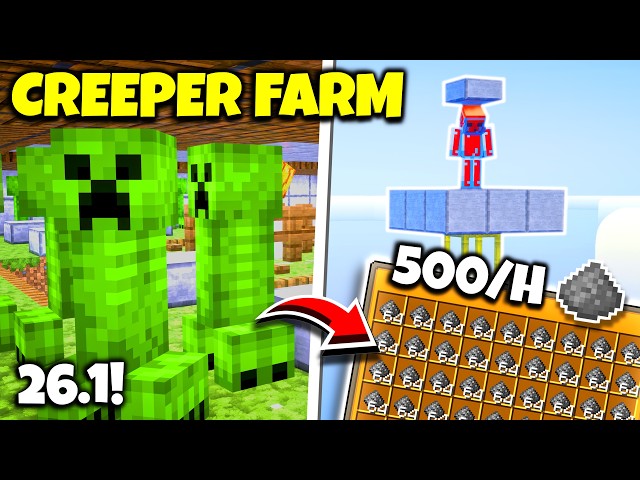 Minecraft FASTEST Creeper Farm 26.1/1.21 | 500+ Gunpowder per Hour
