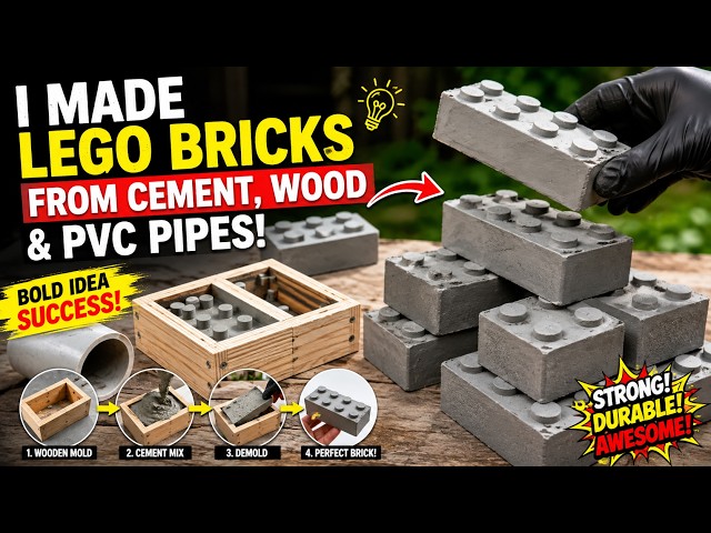 Turned Cement Into LEGO Bricks Using Wooden Molds! #Shorts #DIY #ViewIdea