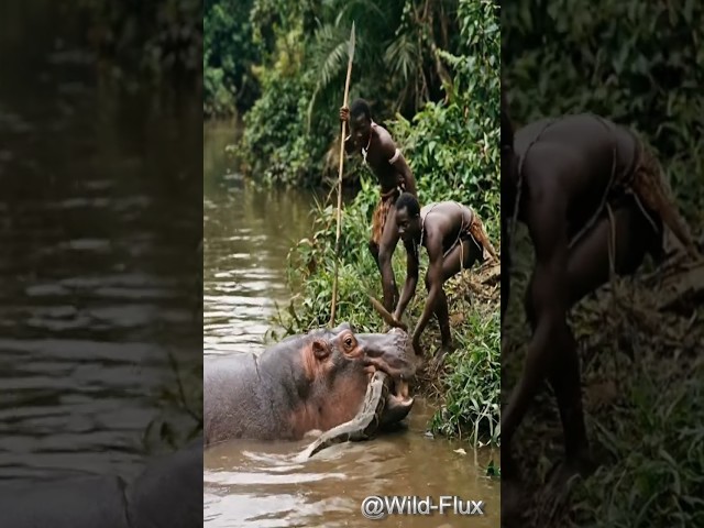 RIVER MONSTER ATTACK: Men Fight MASSIVE Python Strangling a HIPPO! You Won't Believe This! 😱