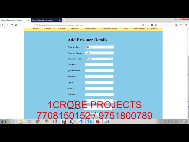 Prison Management System Using Java ( UPDATED ) - 1Crore Projects