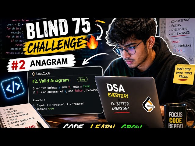 Blind 75 Day 1 | Solving #2 Valid Anagram (Easy)