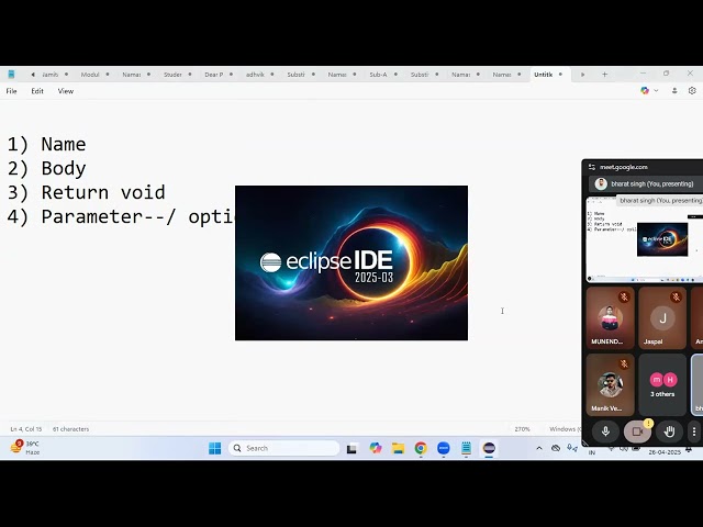 3) Method, Class and Object in Java.