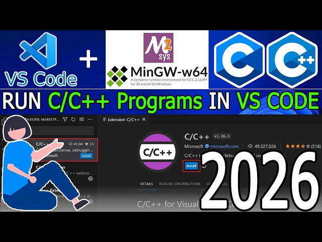 How to install MinGW-w64 & setup C/C++ in Visual Studio Code on Windows 10/11 [ 2026 Update ] MSYS2