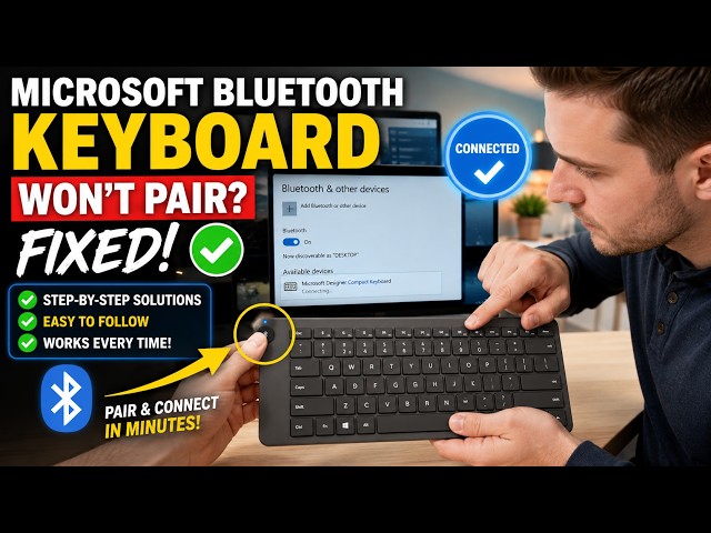 How to Fix ANY Microsoft Bluetooth Keyboard That Won’t PAIR Connect to PC Computer (Designer Compact