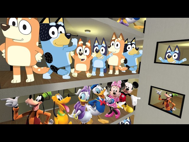 They Teamed Up to Catch Me! Mickey Mouse Clubhouse and Bluey Family Gmod Nextbots