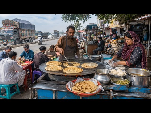 🔥 CHEAPEST DESI SAAG PARATHA ON PAKISTAN HIGHWAY 😍 AUTHENTIC VILLAGE BREAKFAST | AMAZING STREET FOOD