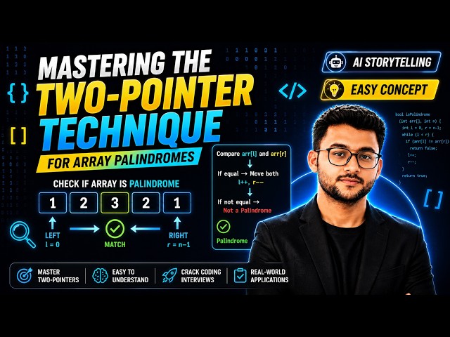Two Pointer Technique Explained | Check if Array is a Palindrome (DSA for Beginners)