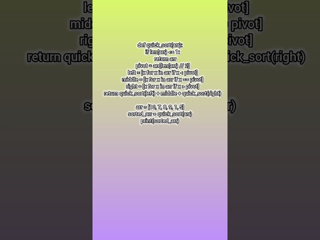 Quicksort in python #pythoncoding #datastructuresandalgorithmsinpython #javascript #reactjs