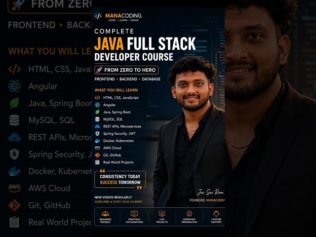 🚀 Complete Java Full Stack Developer Course in Telugu | Beginner to Advanced | FREE 2026