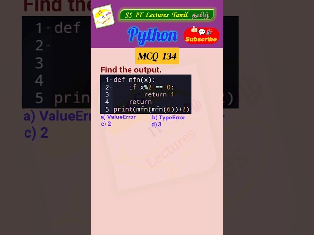 Python MCQ 134 - Function,Test Your Skills#python#pythonprogramming #pythoninterview#shorts#trending