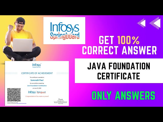Java Foundation Certification Exam｜ Infosys Springboard  Answers Revealed #infosys