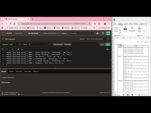 SQL Implementation in Oracle APEX | BookStore & Membership Marketing (BITG 2323)