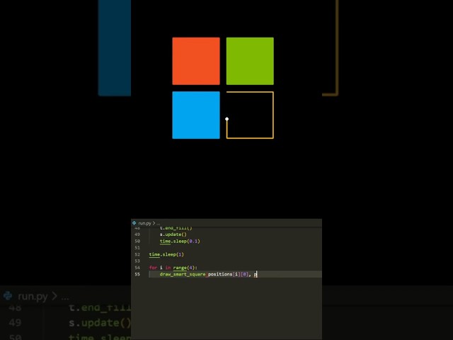 Microsoft Logo Design with Python Turtle | Real-Time Coding Animation | #shorts