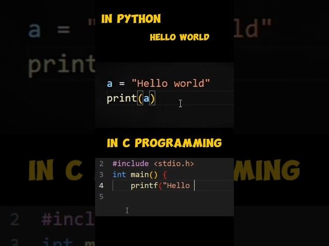 C vs Python : Hello World Program | Coding Shorts #coding #python #programming
