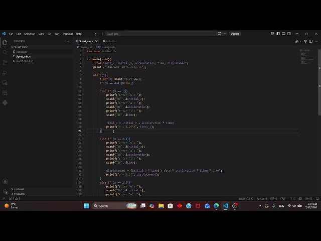 Ultra beginner programming a SUVAT calculator