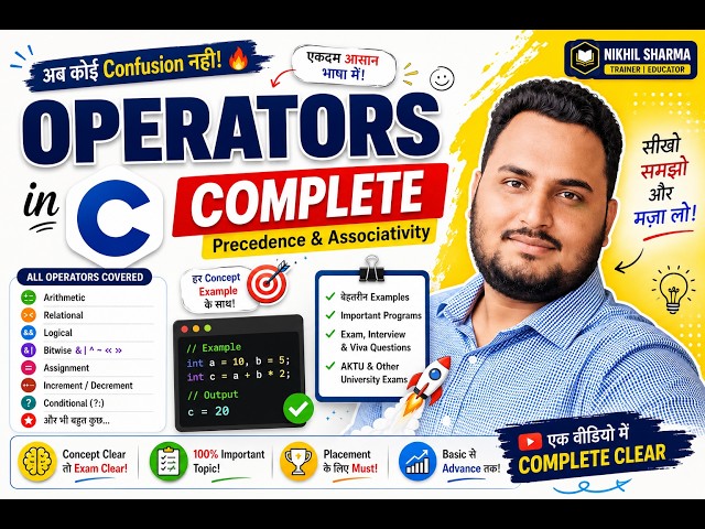 Operator in C with precedence and Associativity in one shot (Complete Guide on All Operators of C)