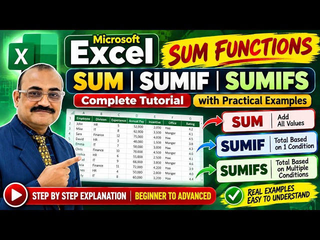 Excel SUM vs SUMIF vs SUMIFS | Complete Tutorial with Practical Examples