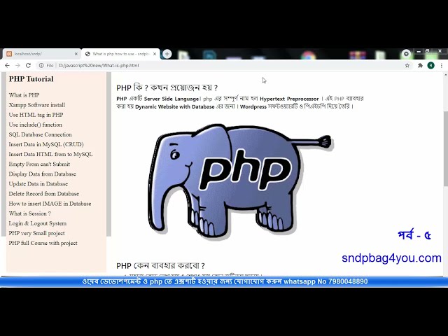 php bangla tutorial for beginners full | php MYSQL Database connection | web development part 5