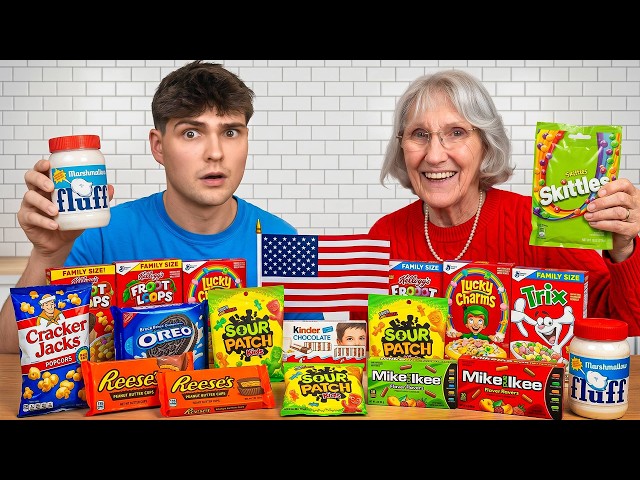 Abuela británica prueba dulces estadounidenses